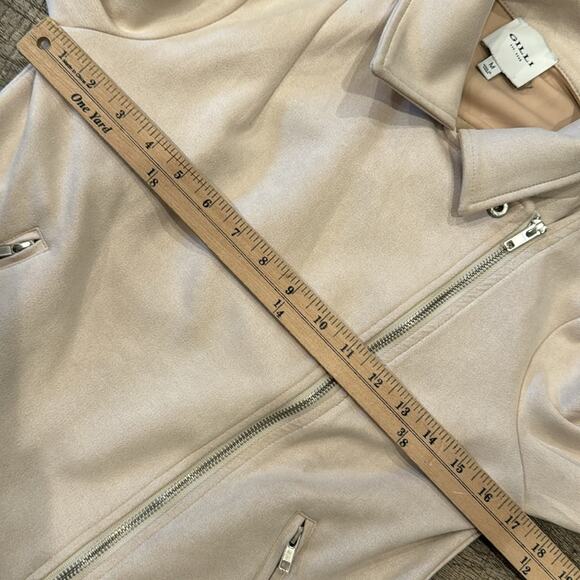 Gilli Faux Suede Moto Floral Embroidered Cream Jacket  Size M - Picture 6 of 10
